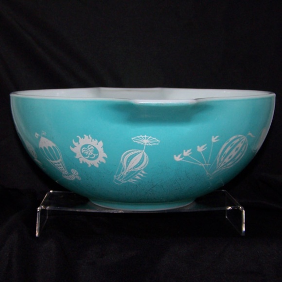 VTG Pyrex Turquoise Hot air balloon Cinderella #444 mixing bowl 4 Qt - Picture 4 of 11